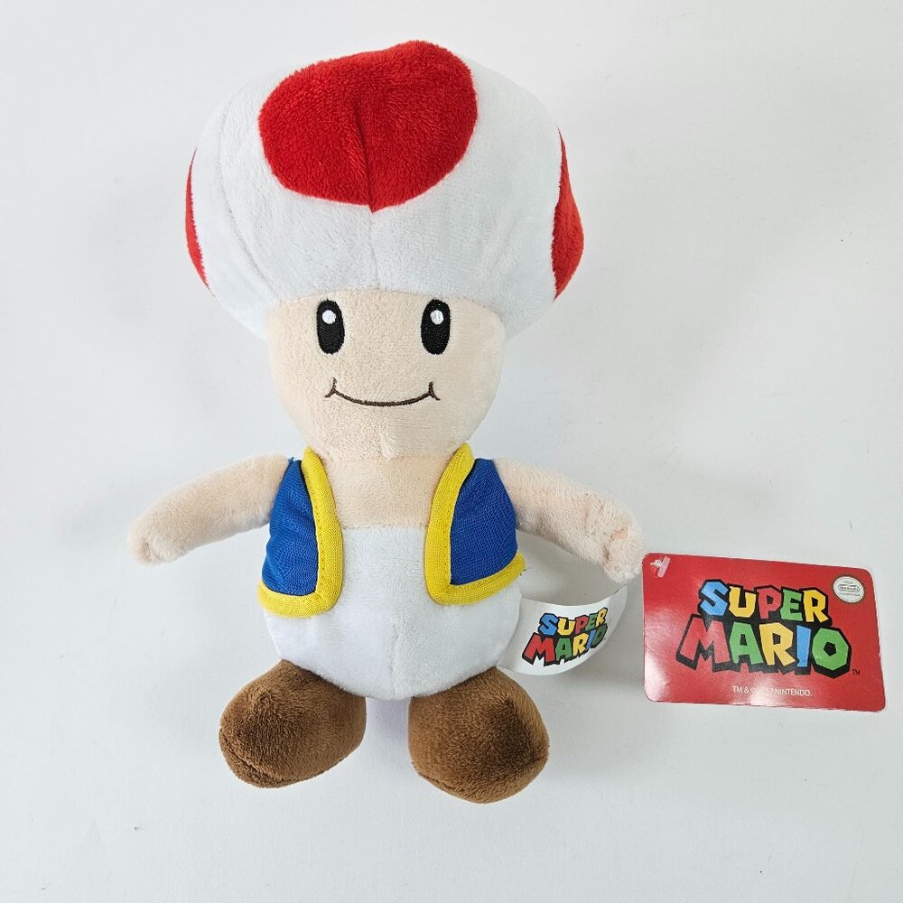 Super Mario Toad Plush Official 10.5" Mushroom Toad Toy USA 2017 New With Tags